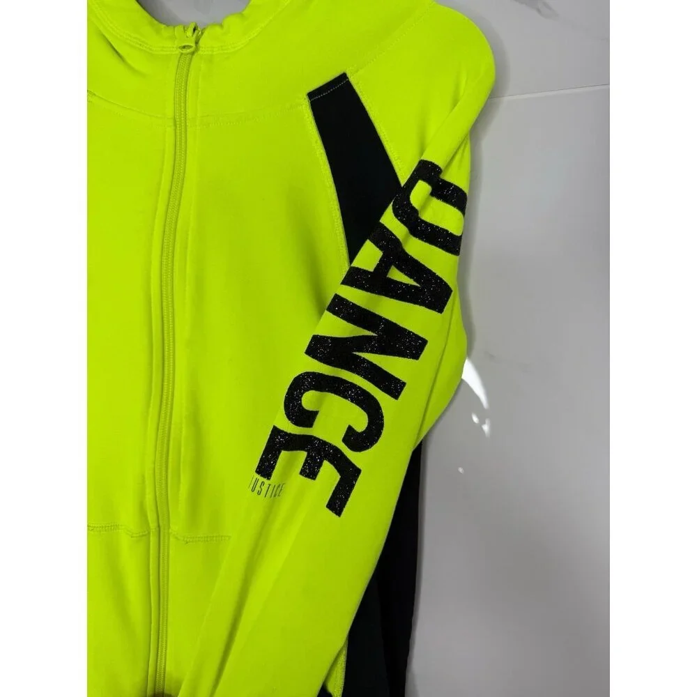 JUSTICE Active Full Zip Up Green Activewear Hooded Jacket Youth Dance Sz 12/14​